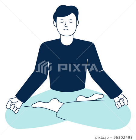 Lotus asana icon. Man sit in yoga pose Lotus asana icon. Man sit in yoga pose 96302493
