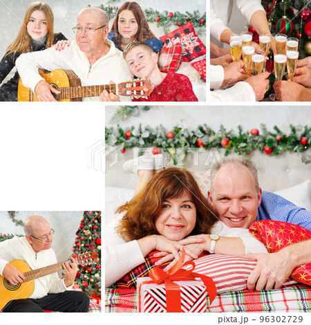 Card collage of different Christmas photos. Beautiful christmas collage made from four photos 96302729