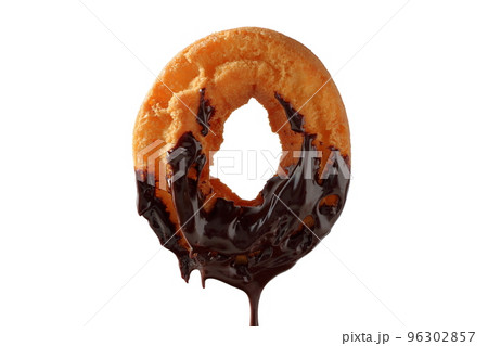 溶けたチョコがかかったオールドファッションドーナツ 溶けたチョコがかかったオールドファッションドーナツ 96302857