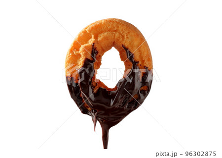 溶けたチョコがかかったオールドファッションドーナツ 96302875