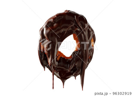溶けたチョコがかかったオールドファッションドーナツ 溶けたチョコがかかったオールドファッションドーナツ 96302919