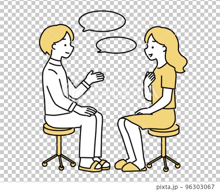 Illustration of a woman and a doctor receiving counseling Illustration of a woman and a doctor receiving counseling 96303067