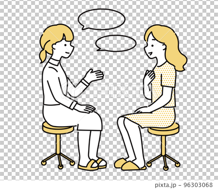 カウンセリングを受ける女性と医師のイラスト カウンセリングを受ける女性と医師のイラスト 96303068
