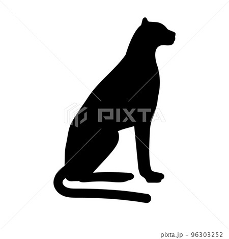 Vector hand drawn flat sitting cheetah silhouette Vector hand drawn flat sitting cheetah silhouette 96303252