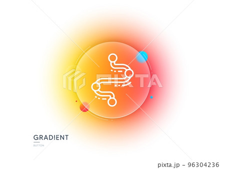 Timeline line icon. Gradient blur button with glassmorphism. Project process, journey path sign. Transparent glass design. Timeline line icon. Vector 96304236