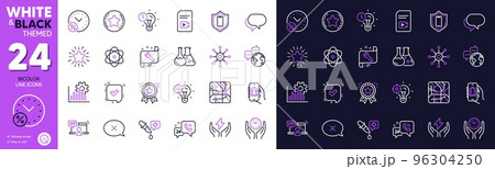 Video file, World communication and Time management line icons for website, printing. Collection of Chemistry pipette, Loyalty award, Loyalty star icons. Metro map, Loan percent. Vector Video file, World communication and Time management line icons for website, printing. Collection of Chemistry pipette, Loyalty award, Loyalty star icons. Metro map, Loan percent. Vector 96304250