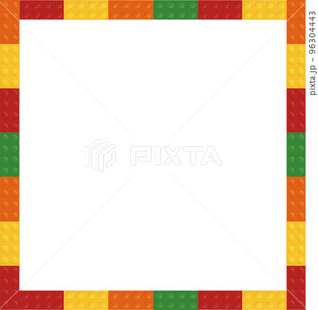 Template of plastic parts for text. The fashionable background is made of colored plastic bricks. Vector illustration 96304443