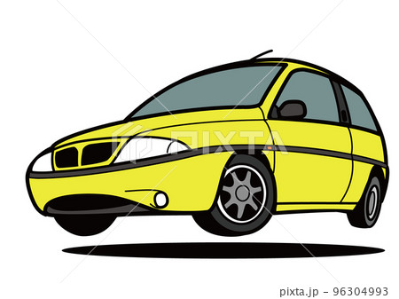 懐かしめイタリアンコンパクトカー　ジャンプ　黄色系　自動車イラスト 96304993
