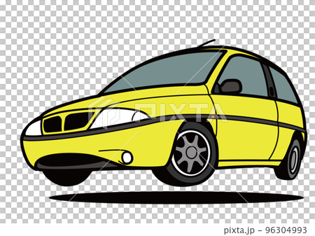 懐かしめイタリアンコンパクトカー　ジャンプ　黄色系　自動車イラスト 96304993