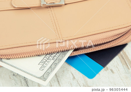 Money, credit card and wallet or purse. Finance and banking Money, credit card and wallet or purse. Finance and banking 96305444