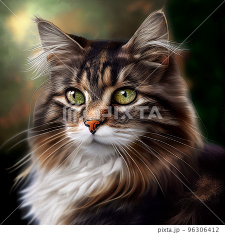 Maine coon. Portrait of a maine coon cat. Cat portrait 96306412