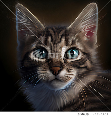 Maine coon. Portrait of a maine coon kitten. Cat portrait 96306421