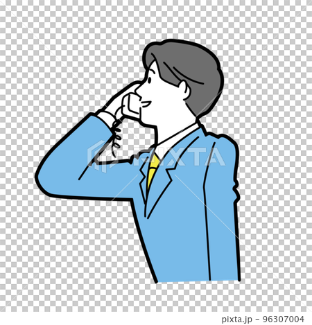 電話応対しているスーツ姿の男性　線あり 96307004