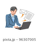 デスクワークしているスーツ姿の男性　線なし 96307005