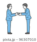名刺交換するスーツ姿の男性　線あり 96307010