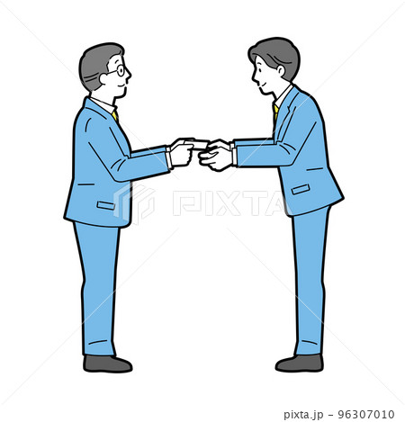名刺交換するスーツ姿の男性　線あり 96307010