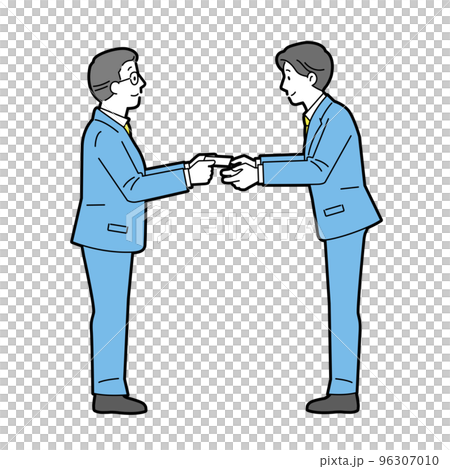 名刺交換するスーツ姿の男性　線あり 96307010