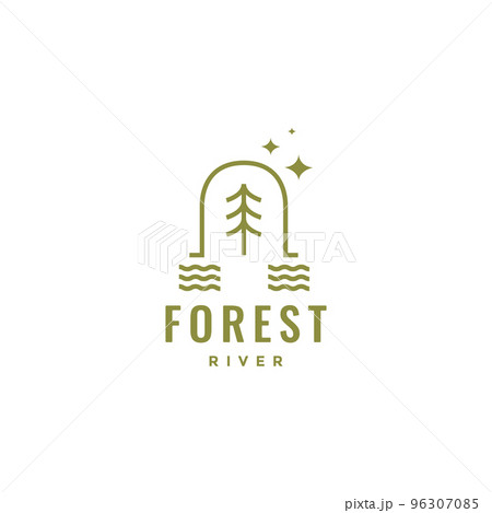 aesthetic tree with rivers minimalist line logo design vector aesthetic tree with rivers minimalist line logo design vector 96307085