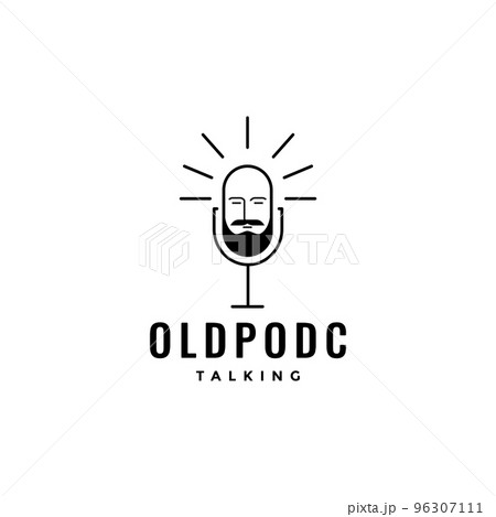 microphone podcast with head man logo design vector microphone podcast with head man logo design vector 96307111