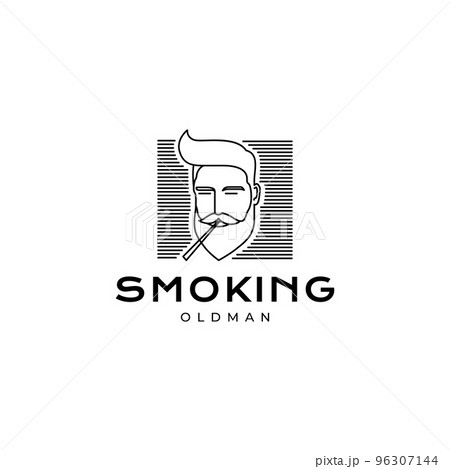 man head bearded with cigarette logo design vector man head bearded with cigarette logo design vector 96307144