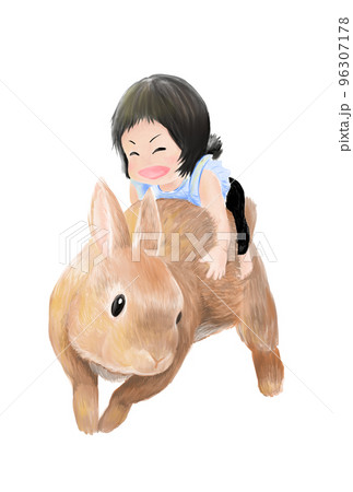 うさぎに乗る女の子 96307178