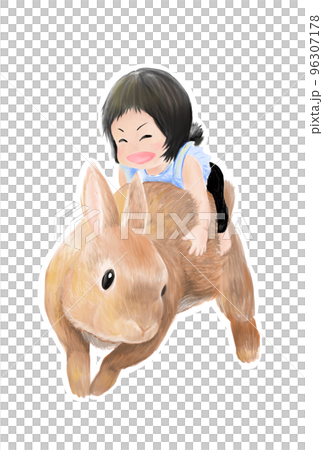 うさぎに乗る女の子 96307178
