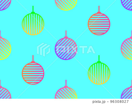 Gradient Christmas balls seamless pattern. Contour of a Christmas ball with a bow. Xmas design for greeting cards, posters and banners. Vector illustration 96308027