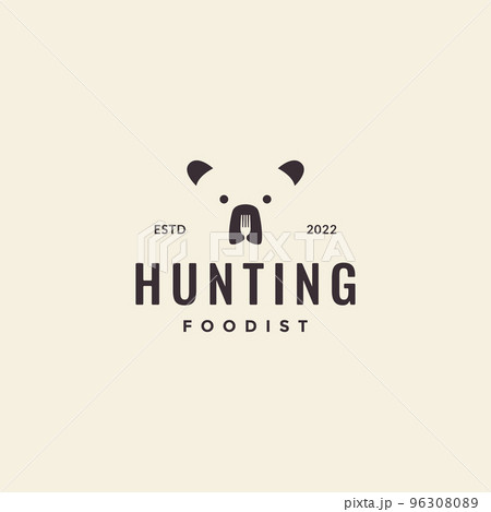 head bear with fork food logo design 96308089