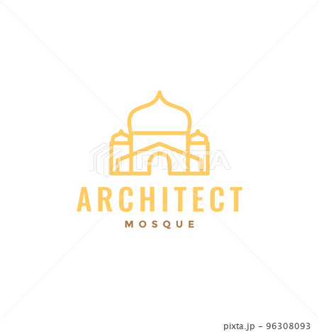 architect mosque dome minimalist logo design 96308093