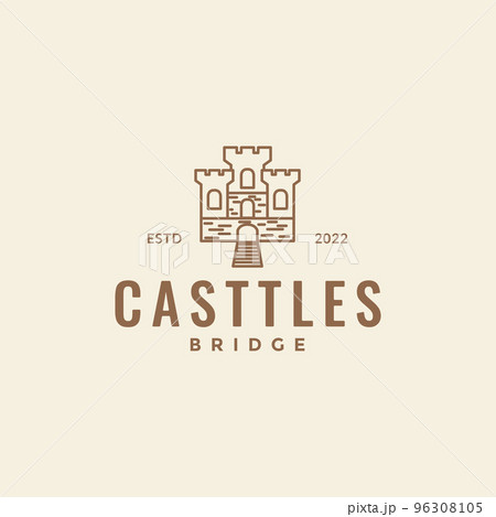 castle with bridge hipster logo design castle with bridge hipster logo design 96308105