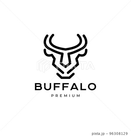 buffalo head modern line minimal logo design 96308129