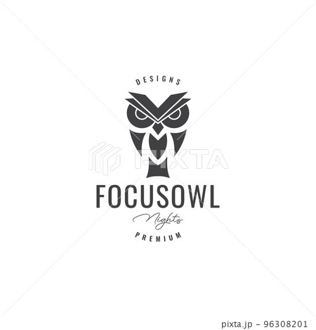 owl head focus hipster vintage logo design vector 96308201