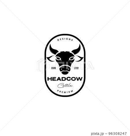 head cow simple badge vintage logo design 96308247