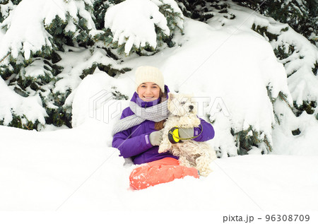 woman with dog woman with dog 96308709