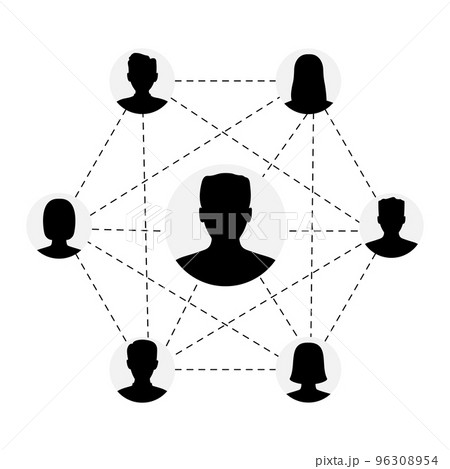 Social network scheme connecting people. Social network scheme connecting people. 96308954