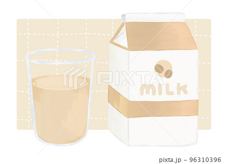 コーヒー牛乳 コップと紙パック 手描き風 コーヒー牛乳 コップと紙パック 手描き風 96310396