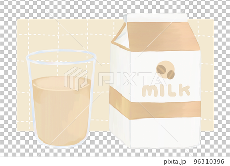 コーヒー牛乳 コップと紙パック 手描き風 コーヒー牛乳 コップと紙パック 手描き風 96310396