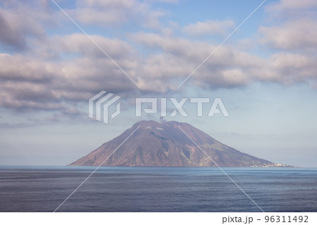 Stromboli Island with an Active Volcano in Tyrrhenian Sea. Italy. 96311492