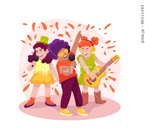 Singing with children isolated cartoon vector illustration. Singing with children isolated cartoon vector illustration. 96311493