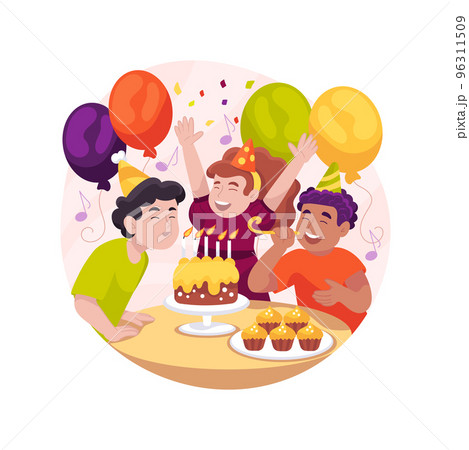 Singing Happy Birthday isolated cartoon vector illustration. Singing Happy Birthday isolated cartoon vector illustration. 96311509