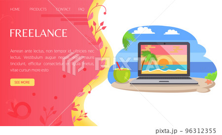 Remote freelance for effective time management. Website for works on computer from home template 96312355
