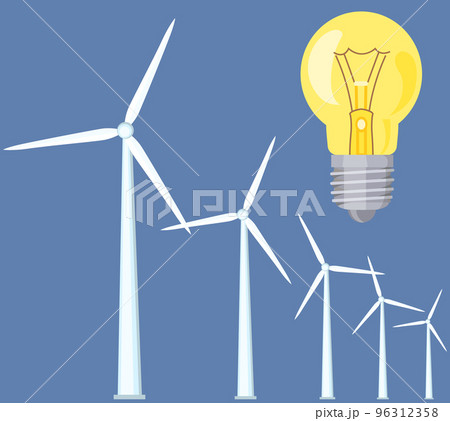 Alternative energy source for production of eco friendly electricity. Wind turbines to produce power 96312358