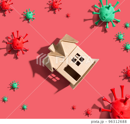 House with influenza and Coronavirus concept 96312688