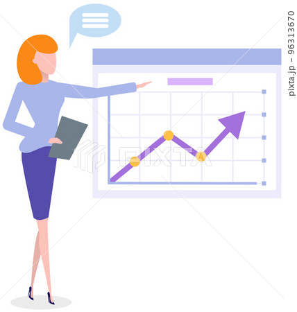 Female employees work with data analysis. Women analysing diagrams, statistical presentation 96313670