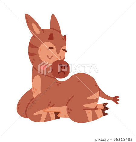 Cute sleepy baby okapi. Funny wild African animal character cartoon vector illustration Cute sleepy baby okapi. Funny wild African animal character cartoon vector illustration 96315482