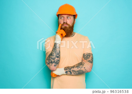 Incompetent worker is unsure and confused about his work 96316538