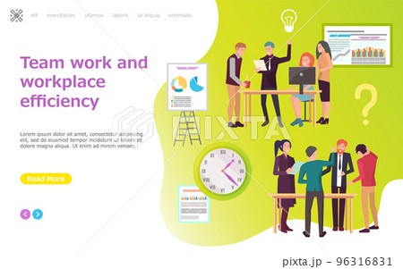 Website for teamwork efficiency and achieving business success. People working with new startup idea Website for teamwork efficiency and achieving business success. People working with new startup idea 96316831