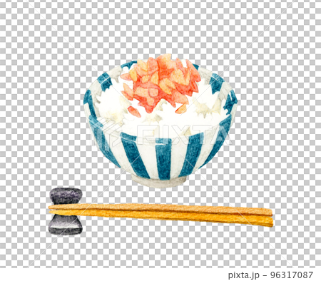 三文魚片和筷子飯日本手繪水彩插畫素材 三文魚片和筷子飯日本手繪水彩插畫素材 96317087