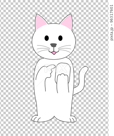 white cat using smart phone 96317601