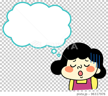 Speech bubble Illustration material of a comical female character with a sad expression 96317976